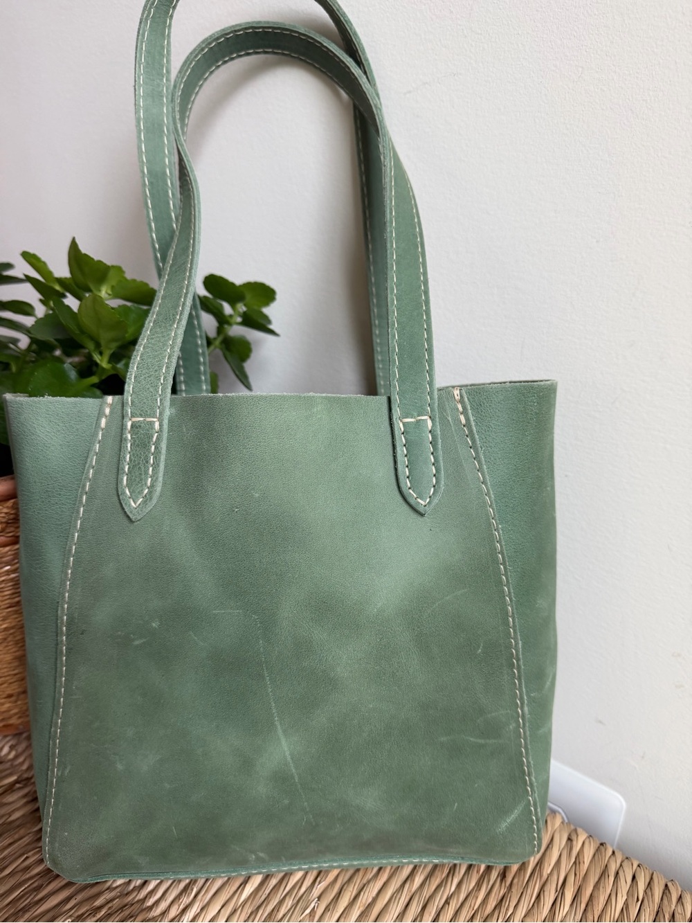 Portland Leather Goods Juliette Sage Green Leather Tote - Picture 5 of 9